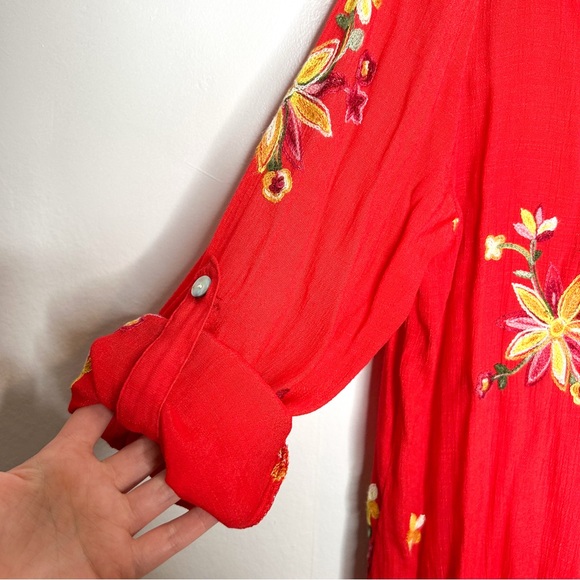 Figueroa & Flower Dress Barn Floral Embroidered Button Front‎ Tunic Blouse Plus - Picture 7 of 9